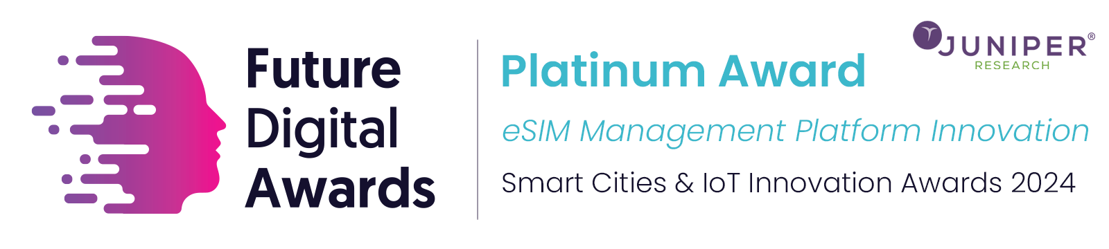 Juniper's Smart Cities & IoT Innovation Awards 2024 Platinum award for eSIM Management platform innovation 