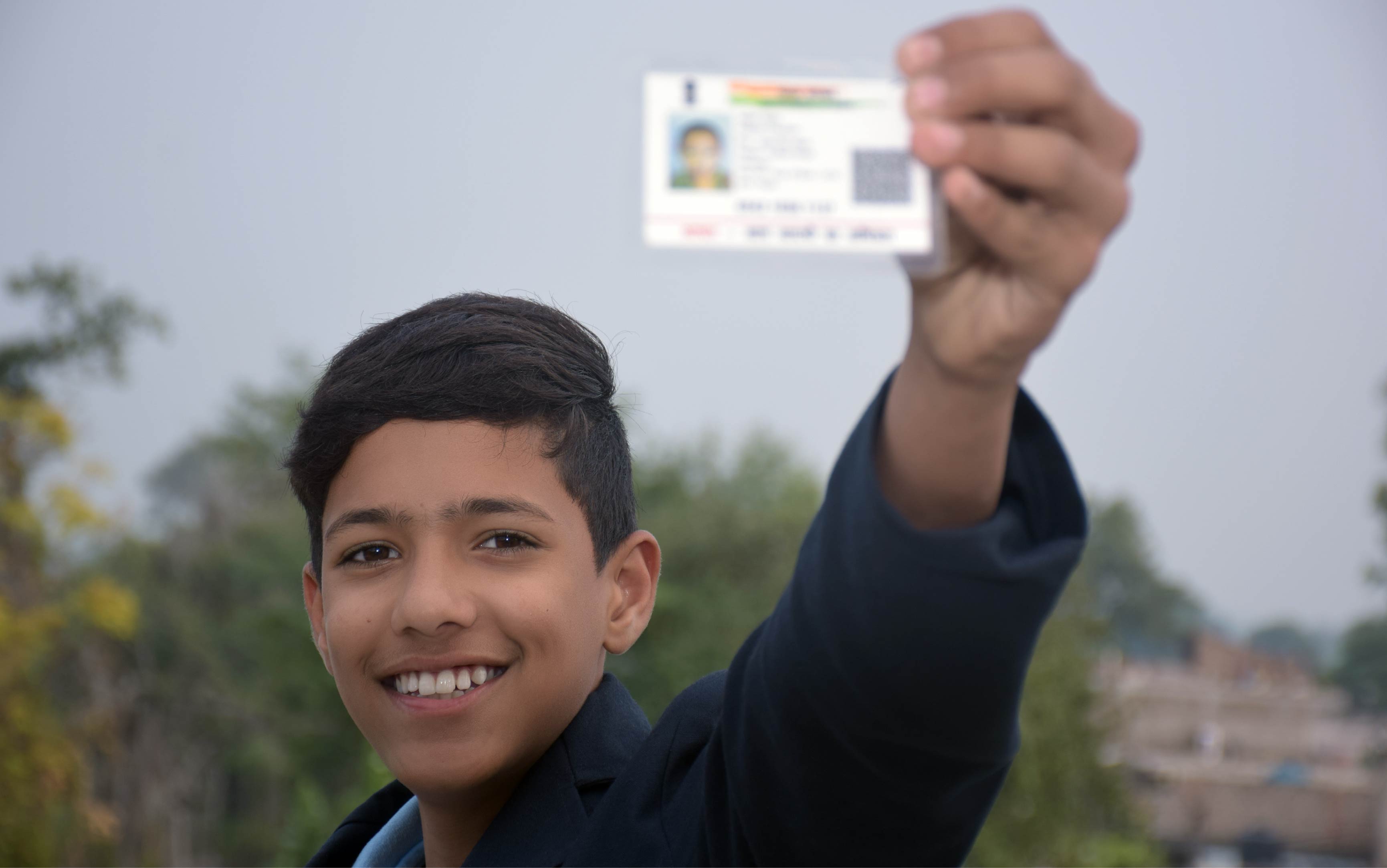 Child with his ID card