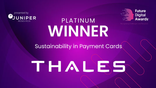 Thales receives the 2024 Juniper Research Platinum Prize for Sustainability in Payment Cards